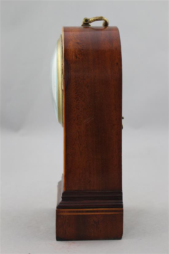 A Regency inlaid mahogany mantel timepiece 10in.